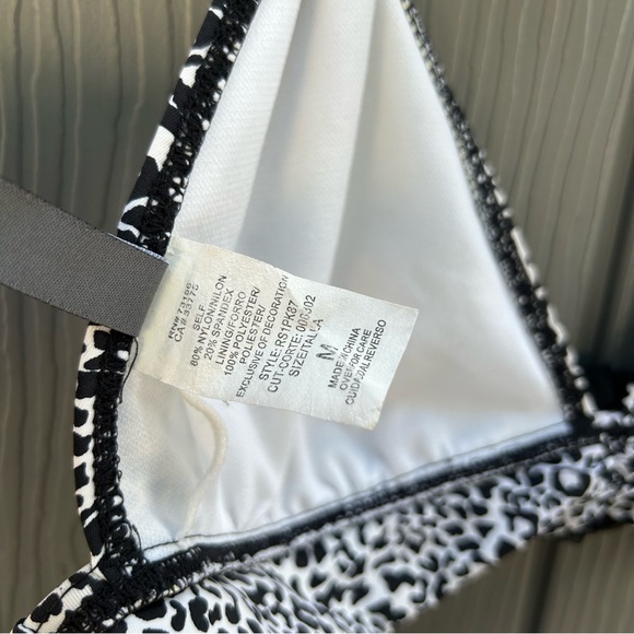 Kenneth Cole Swimwear Bikini Halter Top Medium Black Animal Beach Swimwear Rose - Picture 7 of 10